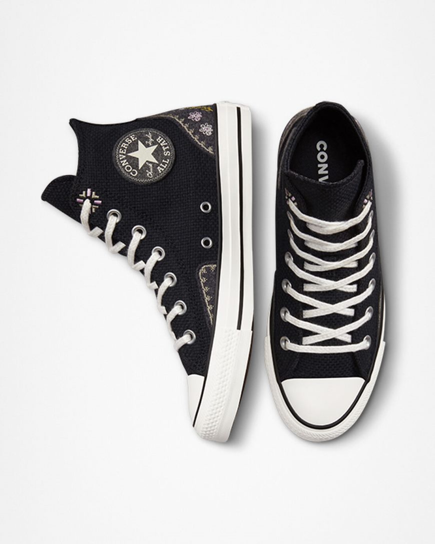 Tenisi Inalti Dama Converse Chuck Taylor All Star Autumn Embroidery Negrii Roz | RO OINCJ068